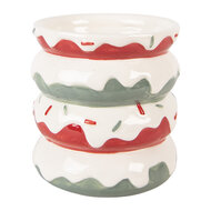 Clayre &amp; Eef | Mok met Deksel Wit Groen 15x10x12 cm / 450 ml | 6CEMU0228