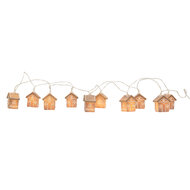 Clayre &amp; Eef | Decoratie lichtsnoer huisjes 10 lampjes LED Bruin Wit 150 cm / 2xAA | 6LMP817