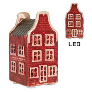 Clayre &amp; Eef | Decoratie Huisje met LED Rood Groen 4x4x8 cm | 6CE2297