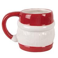 Clayre &amp; Eef | Mok Wit Rood 13x10x9 cm / 300 ml | 6CEMU0211