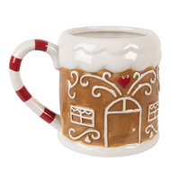 Clayre &amp; Eef | Mok Bruin Wit 14x10x10 cm / 350 ml | 6CEMU0215