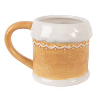 Clayre &amp; Eef | Mok Bruin Wit 13x9x9 cm / 300 ml | 6CEMU0216