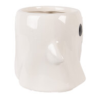 Clayre &amp; Eef | Mok Wit Zwart 14x9x10 cm / 350 ml | 6CEMU0224