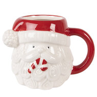 Clayre &amp; Eef | Mok Wit Rood 15x11x11 cm / 500 ml | 6CEMU0227