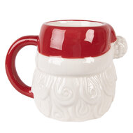 Clayre &amp; Eef | Mok Wit Rood 15x11x11 cm / 500 ml | 6CEMU0227