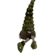 Gnoom bungelbeentjes groen goud sterren Polyester fluweel 55 cm | 7123085-1Green | Zittend | Hendriks Deco
