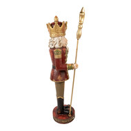 Clayre & Eef | Kerstdecoratie Notenkraker Rood Goudkleurig 35x30x135 cm | 5MG0081