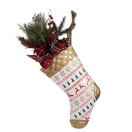 Clayre &amp; Eef | Decoratie Kerstsok Wit Goudkleurig 25x6x62 cm | 5Y1382