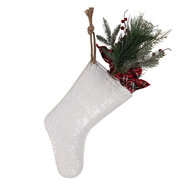 Clayre &amp; Eef | Decoratie Kerstsok Wit Goudkleurig 25x6x62 cm | 5Y1382