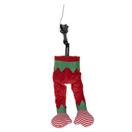 Clayre & Eef | Decoratie Kerst Elfenbenen Rood Groen 21x13x59 cm / 3xAA | 66349