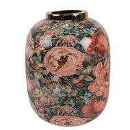 Clayre & Eef | Decoratie Vaas Groen Roze ø 17x22 cm | 66389