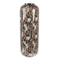 Clayre & Eef | Decoratie Vaas Groen Roze ø 25x70 cm | 66391