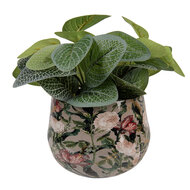 Clayre & Eef | Decoratie Bloempot Grijs Roze ø 13x10 cm | 66395