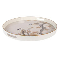 Clayre & Eef | Decoratief Dienblad Beige Bruin ø 46x4 cm | 66402