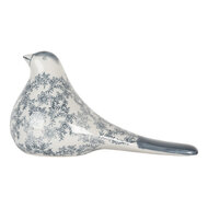 Clayre &amp; Eef | Decoratie beeld Vogel Wit Blauw 25x11x13 cm | 6CE2091