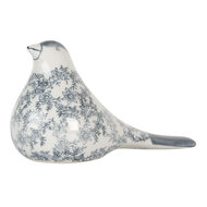 Clayre &amp; Eef | Decoratie beeld Vogel Wit Blauw 25x11x13 cm | 6CE2091
