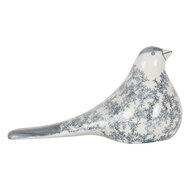Clayre &amp; Eef | Decoratie beeld Vogel Wit Blauw 25x11x13 cm | 6CE2091
