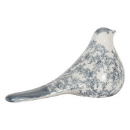 Clayre &amp; Eef | Decoratie beeld Vogel Wit Blauw 25x11x13 cm | 6CE2091