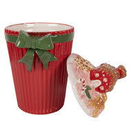 Clayre & Eef | Voorraadpot met deksel Rood Groen 16x14x27 cm | 6CE2227
