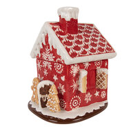 Clayre &amp; Eef | Voorraadpot met deksel Rood Wit &oslash; 22x28 cm | 6CE2228