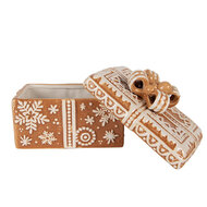 Clayre & Eef | Voorraadpot met deksel Bruin Beige 19x13x16 cm | 6CE2229