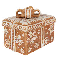 Clayre & Eef | Voorraadpot met deksel Bruin Beige 19x13x16 cm | 6CE2229