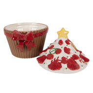 Clayre &amp; Eef | Voorraadpot met deksel Bruin Rood 18x16x20 cm | 6CE2230