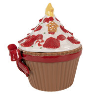 Clayre &amp; Eef | Voorraadpot met deksel Bruin Rood 18x16x20 cm | 6CE2230