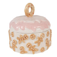 Clayre & Eef | Voorraadpot met deksel Wit Bruin ø 18x18 cm | 6CE2232