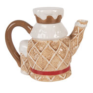 Clayre & Eef | Theepot Bruin Wit 22x12x18 cm / 900 ml | 6CETE0185