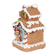 Clayre & Eef | Decoratie Huis met LED Bruin Wit 11x10x17 cm / 2xAA | 6PR5867