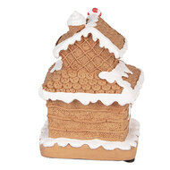 Clayre & Eef | Decoratie Huis met LED Bruin Wit 11x10x17 cm / 2xAA | 6PR5867