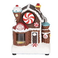 Clayre & Eef | Decoratie Huis met LED Bruin Wit 15x11x19 cm / 3xAA | 6PR5869