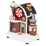 Clayre & Eef | Decoratie Huis met LED Bruin Wit 15x11x19 cm / 3xAA | 6PR5869
