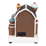 Clayre & Eef | Decoratie Huis met LED Bruin Wit 15x11x19 cm / 3xAA | 6PR5869