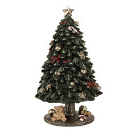 Clayre & Eef | Muziekdoos Kerstboom Groen Goudkleurig ø 13x23 cm | 6PR5875
