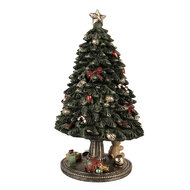 Clayre & Eef | Muziekdoos Kerstboom Groen Goudkleurig ø 13x23 cm | 6PR5875