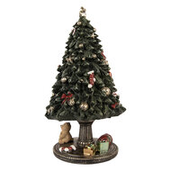 Clayre & Eef | Muziekdoos Kerstboom Groen Goudkleurig ø 13x23 cm | 6PR5875