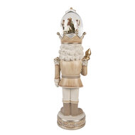 Clayre & Eef | Kerstdecoratie Notenkraker met LED Beige Wit 14x14x49 cm / 3xAA | 6PR5877