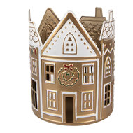 Clayre & Eef | Theelichthouder Goudkleurig Wit ø 18x22 cm | 6Y5904