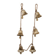 Clayre & Eef | Decoratie Hanger Bellen Goudkleurig 9x9x140 cm | 6Y5911