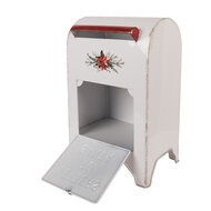 Clayre & Eef | Brievenbus Wit Rood 20x14x30 cm | 6Y5914