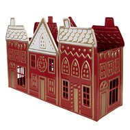 Clayre &amp; Eef | Theelichthouder Rood Wit 38x13x25 cm | 6Y5919