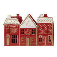 Clayre &amp; Eef | Theelichthouder Rood Wit 38x13x25 cm | 6Y5919