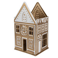 Clayre & Eef | Theelichthouder Goudkleurig Wit 12x11x22 cm | 6Y5920