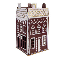 Clayre & Eef | Theelichthouder Rood Wit 12x12x22 cm | 6Y5922