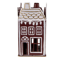 Clayre & Eef | Theelichthouder Rood Wit 12x12x22 cm | 6Y5922