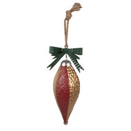 Clayre &amp; Eef | Kerstbal Rood Goudkleurig 15x12x36 cm | 6Y5926