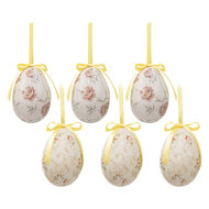 Clayre & Eef | Decoratie Hanger Ei (set 6) Meerkleurig ø 7x10 cm | 65908