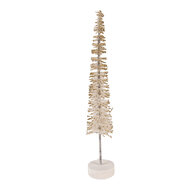 Clayre & Eef | Decoratie Kerstboom Beige Goudkleurig ø 5x25 cm | 66315BE